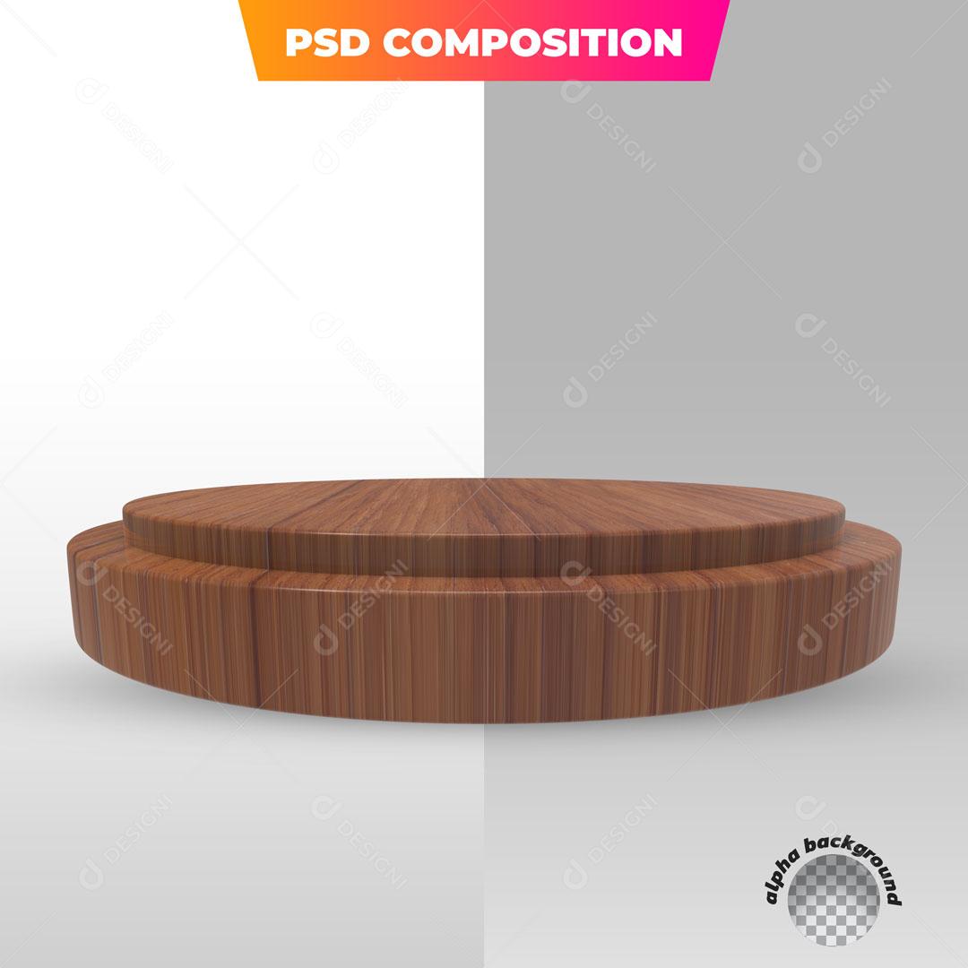 Podium 3D De Madeira PSD Para Composição