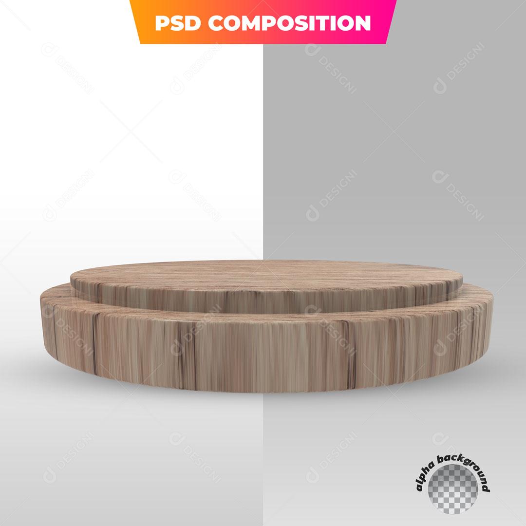Podium 3D De Madeira PSD Para Composição