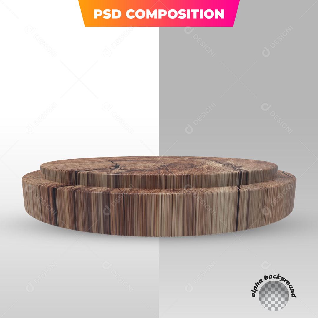 Podium 3D De Madeira PSD Para Composição