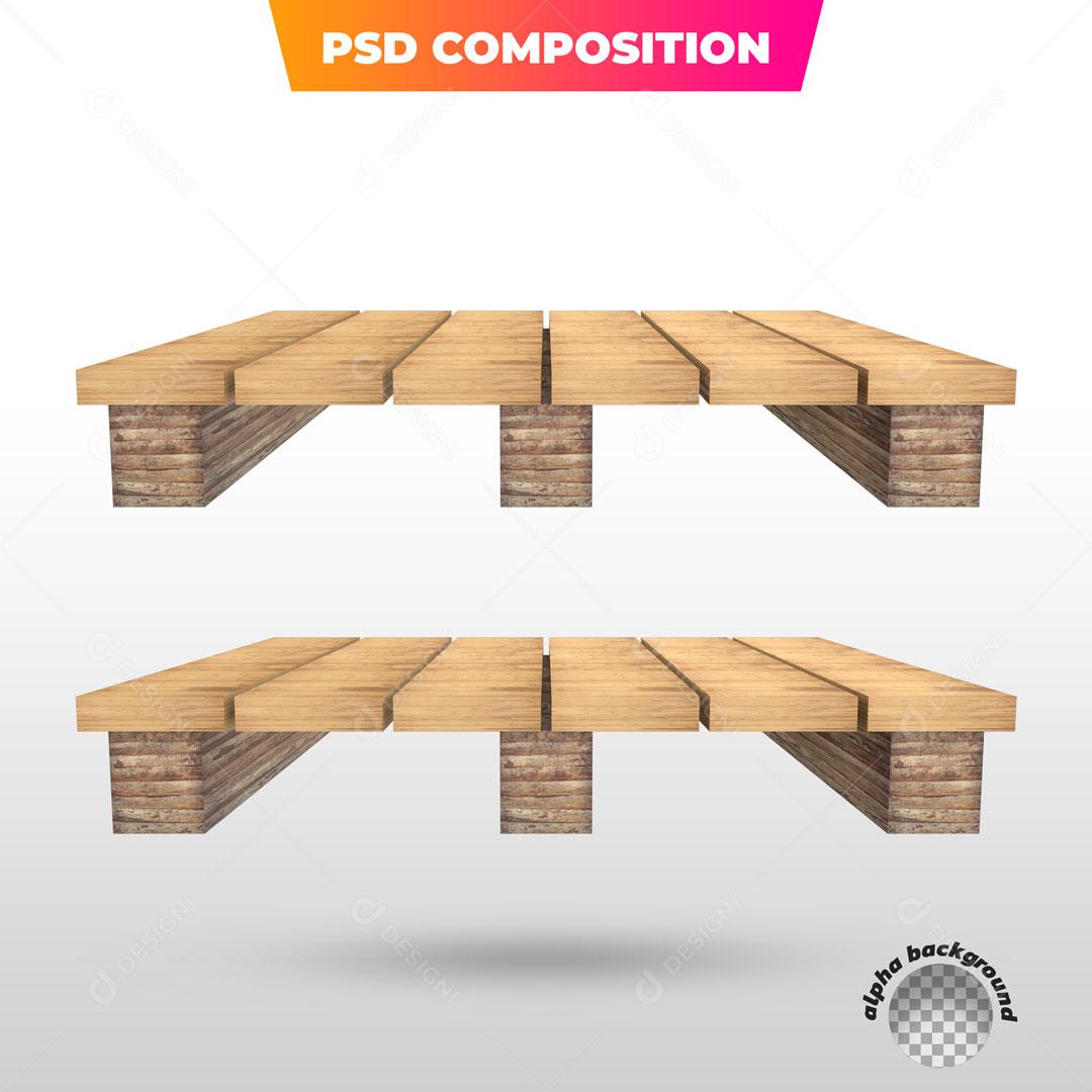 Podium 3D De Madeira PSD Para Composição