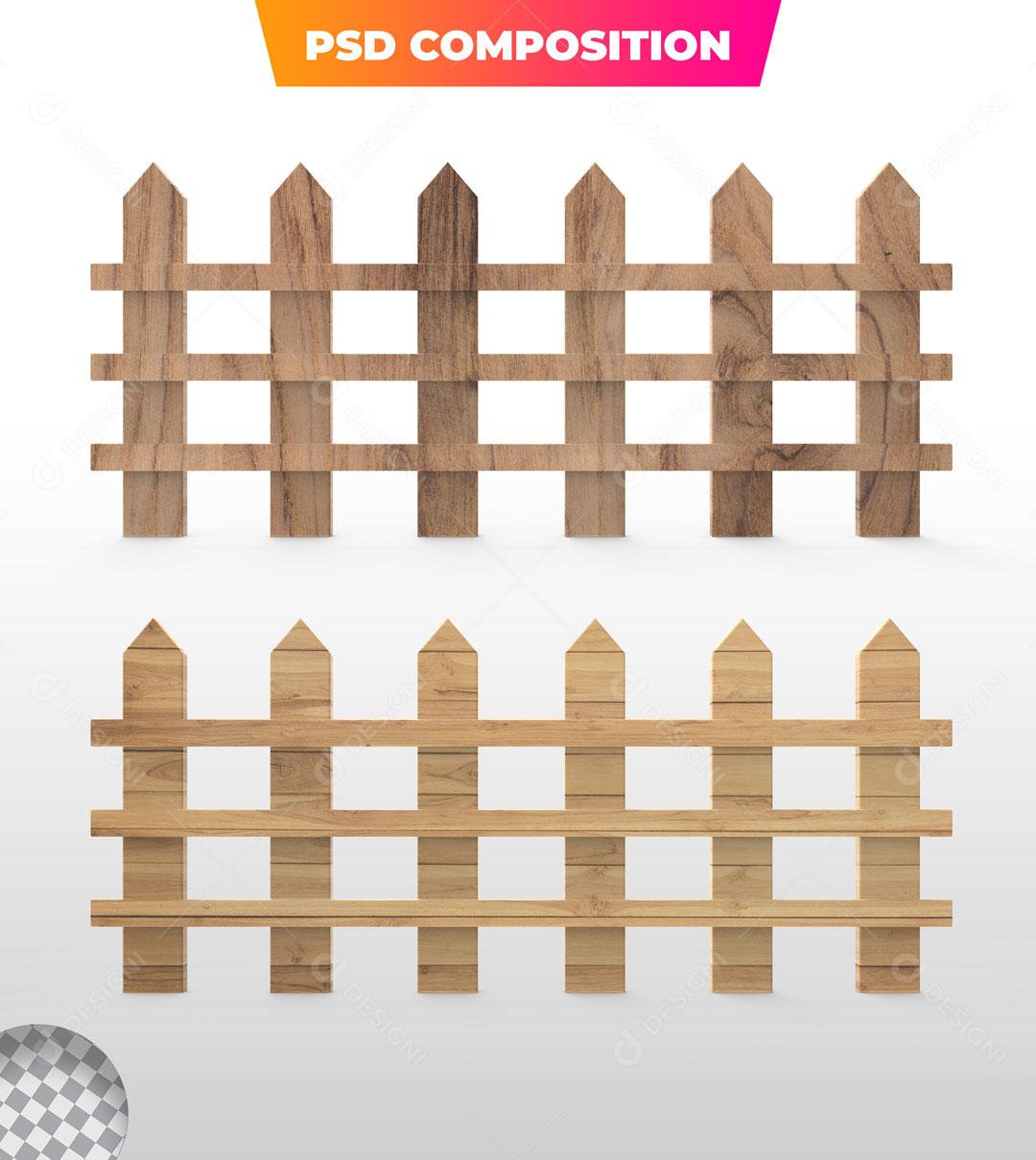 Cerca 3D De Madeira PSD Para Composição