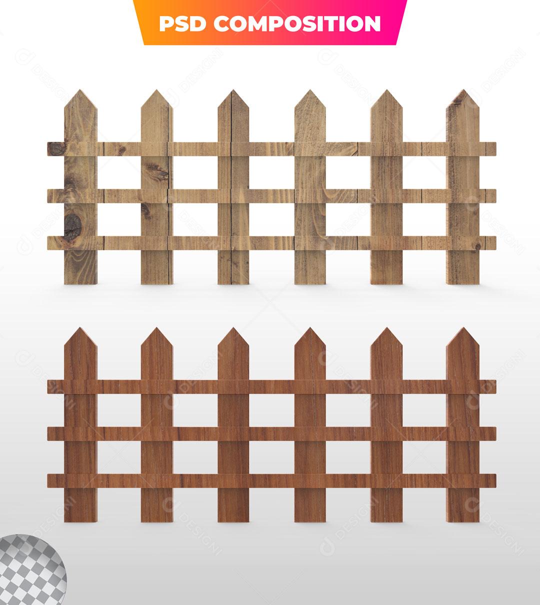 Cerca 3D De Madeira PSD Para Composição