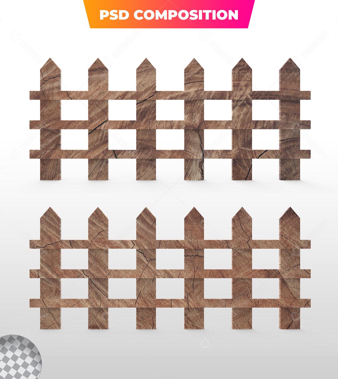 Cerca 3D De Madeira PSD Para Composição