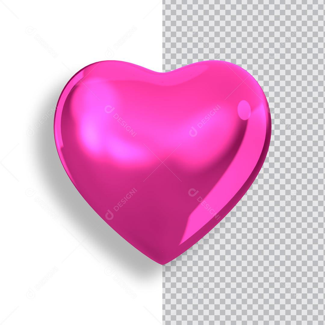 Elemento 3D Coração Rosa PSD