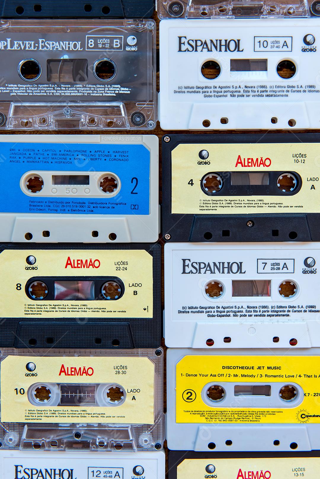 Fundo de textura de fitas cassete. Fitas antigas