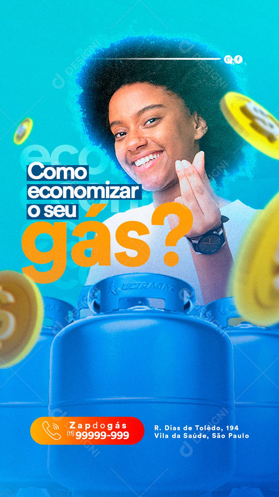Story Como economizar o seu Gás Social Media PSD Editável