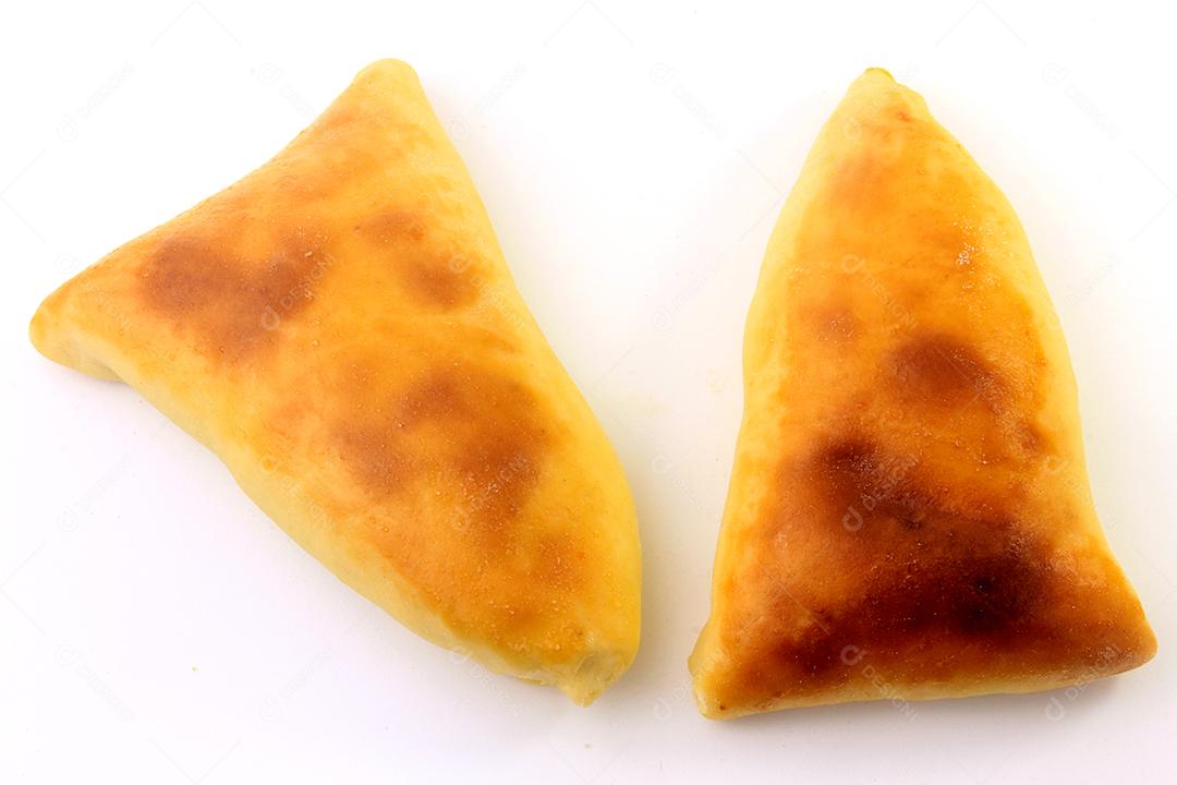 Meat sfiha (esfiha, esfiha) of Arab origin traditionally adapted for Brazilian cuisine on a white background