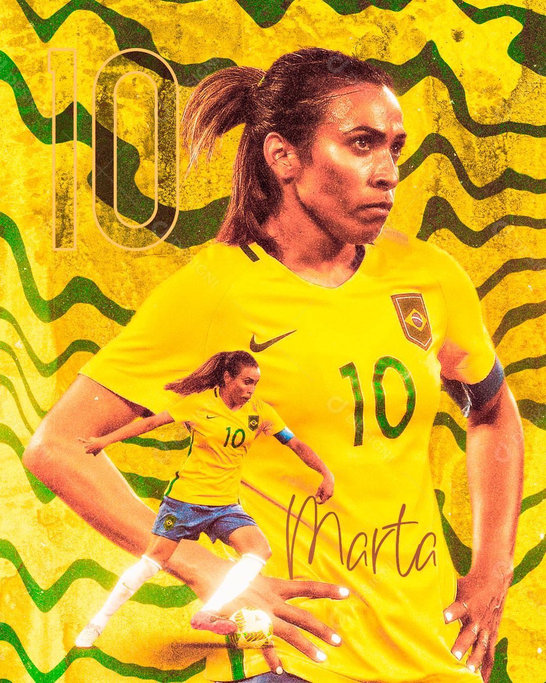 Flyer Jogadora De Futebol Marta Social Media PSD Editável