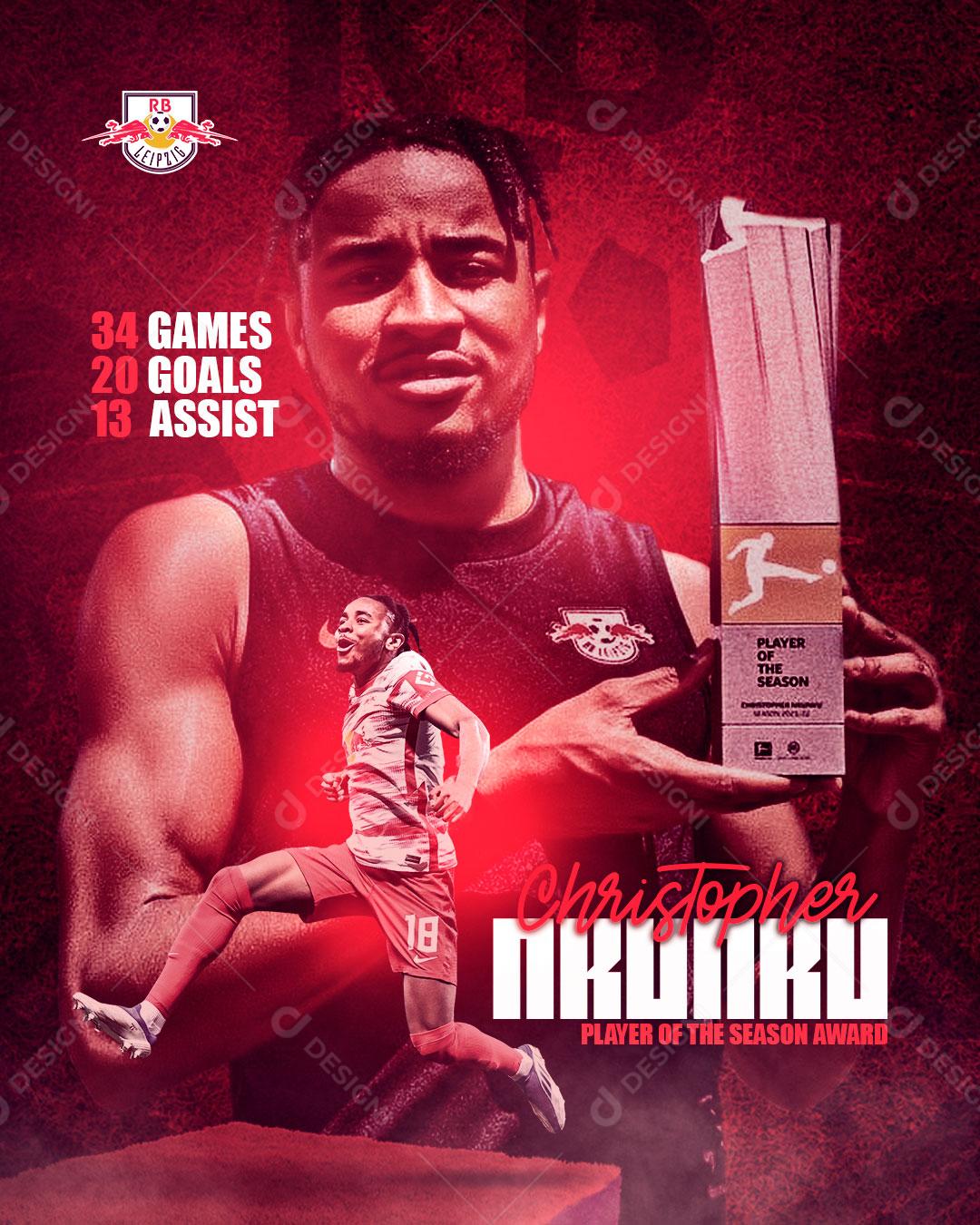 Flyer Jogador De Basquete Christopher Nkunku Social Media PSD Editável
