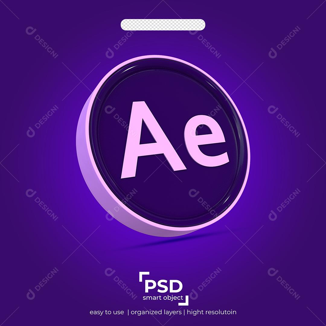 After Effects Ícone 3D para Composição PSD