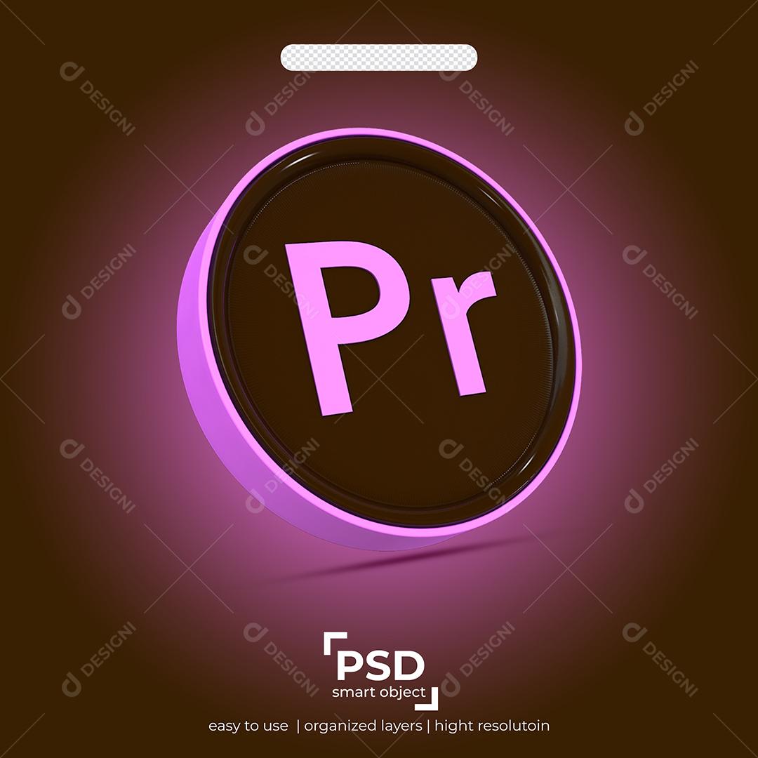 Ícone 3D Premiere Pro para Composição PSD