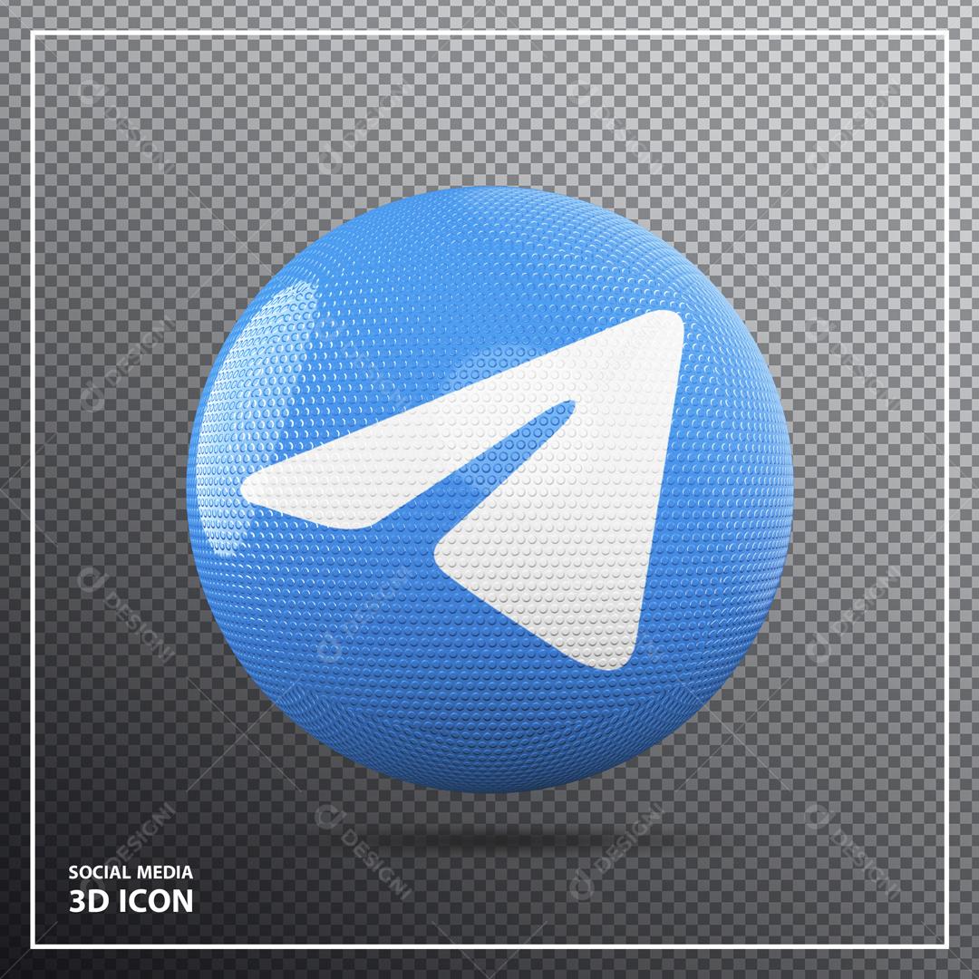 Elemento 3D Telegram Para Composição PSD