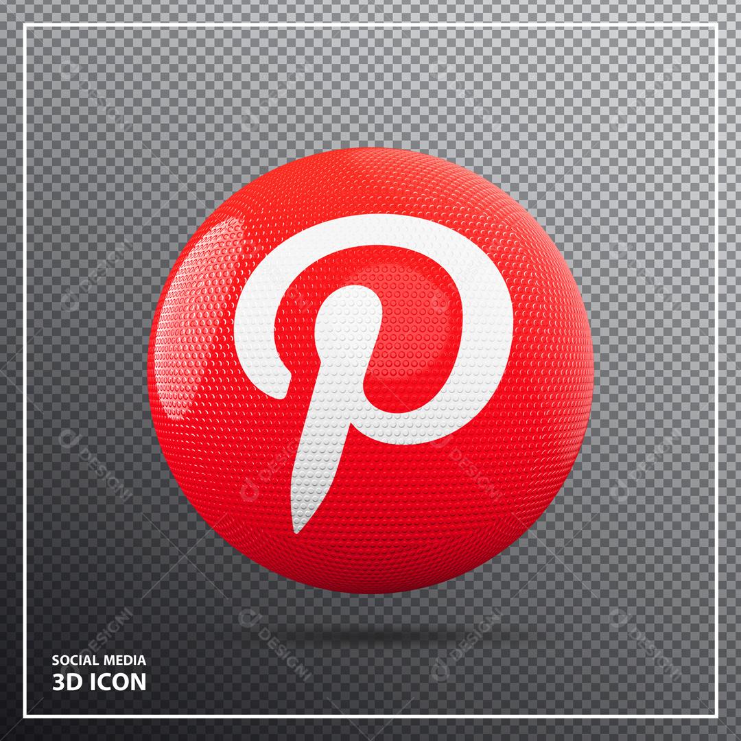 Elemento 3D Pinterest Para Composição PSD