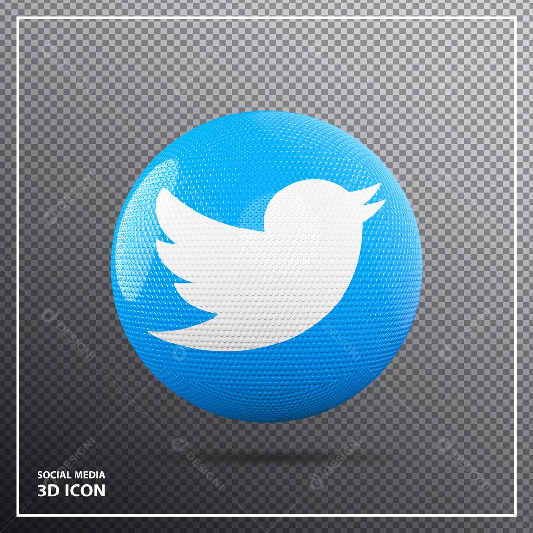 Elemento 3D Twitter Para Composição PSD