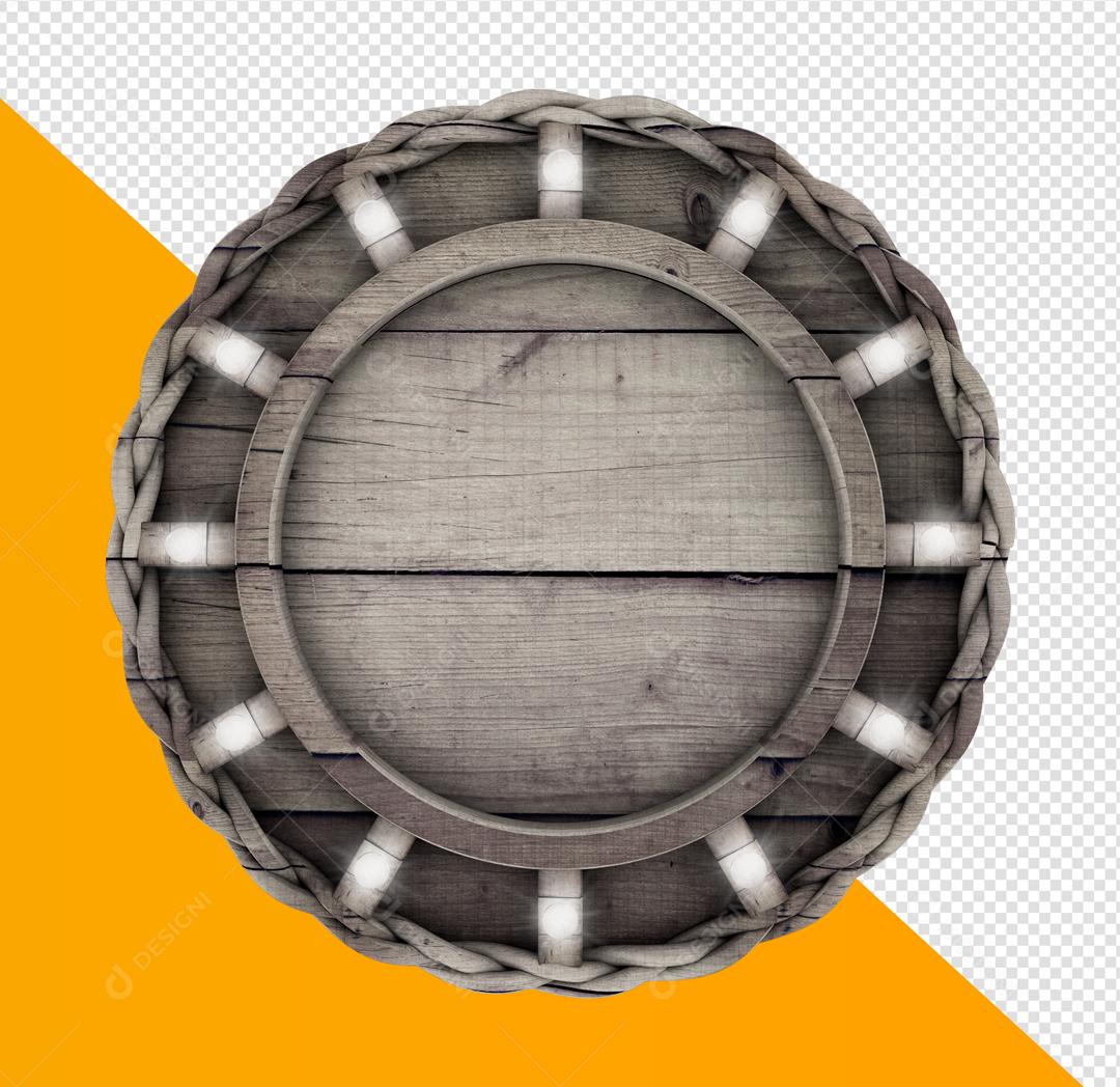 Círculo Cinza 3D de Madeira com Luz Elemento Para Composição PSD