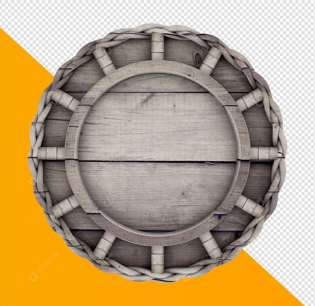 Círculo Cinza 3D de Madeira Elemento Para Composição PSD