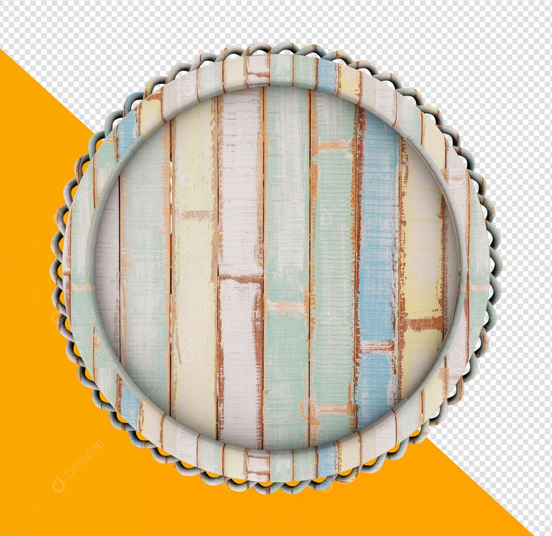 Círculo 3D de Madeira Antiga Elemento Para Composição PSD