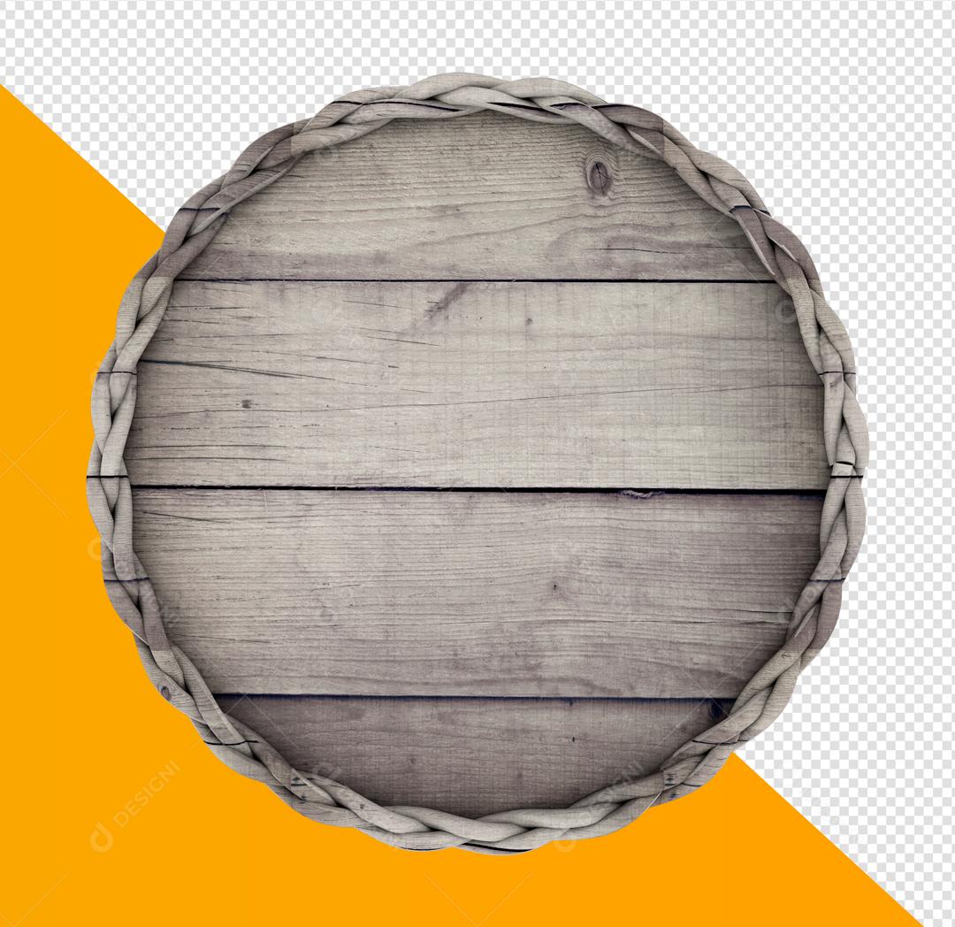 Círculo Cinza 3D de Madeira Elemento Para Composição PSD