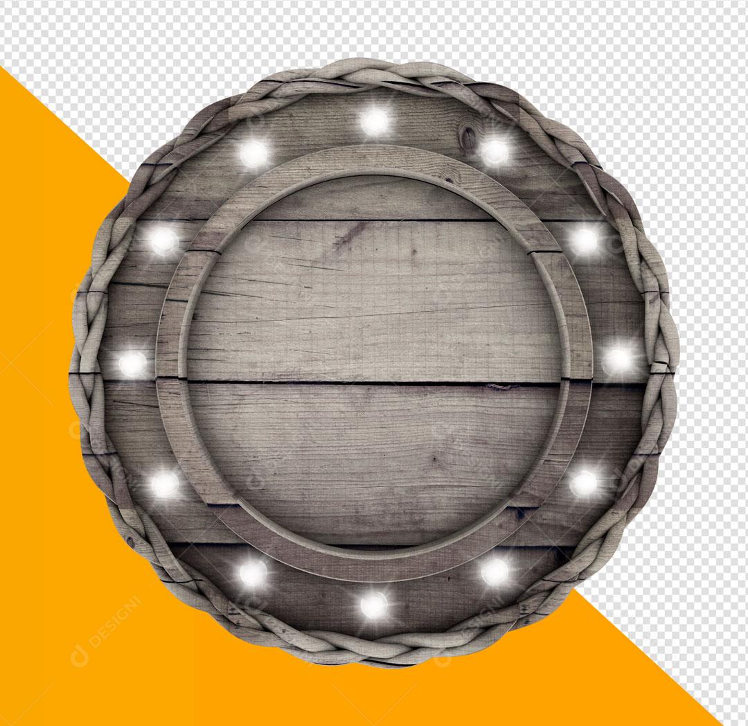 Círculo Cinza 3D de Madeira com Luz Elemento Para Composição PSD