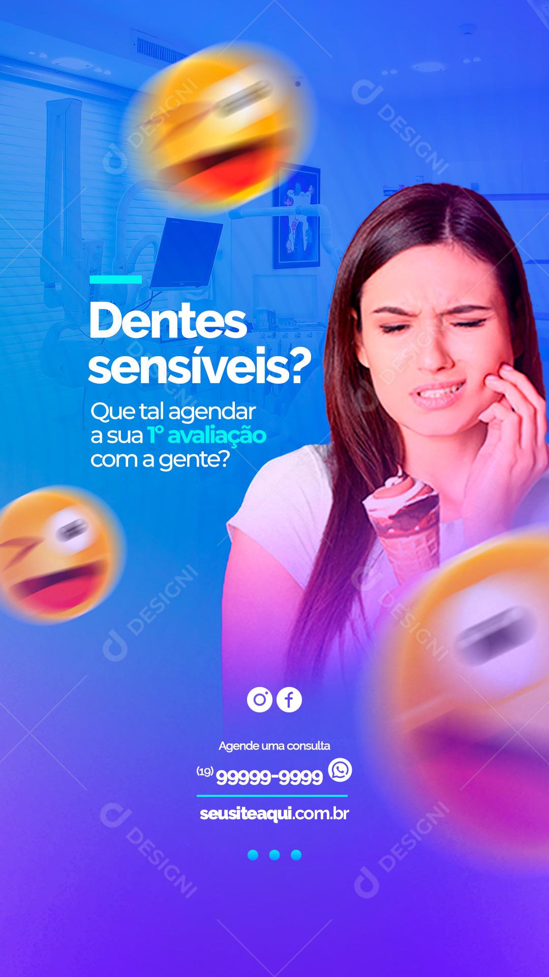 Story Dentes Sensíveis Que tal Agendar Dentista Social Media PSD Editável