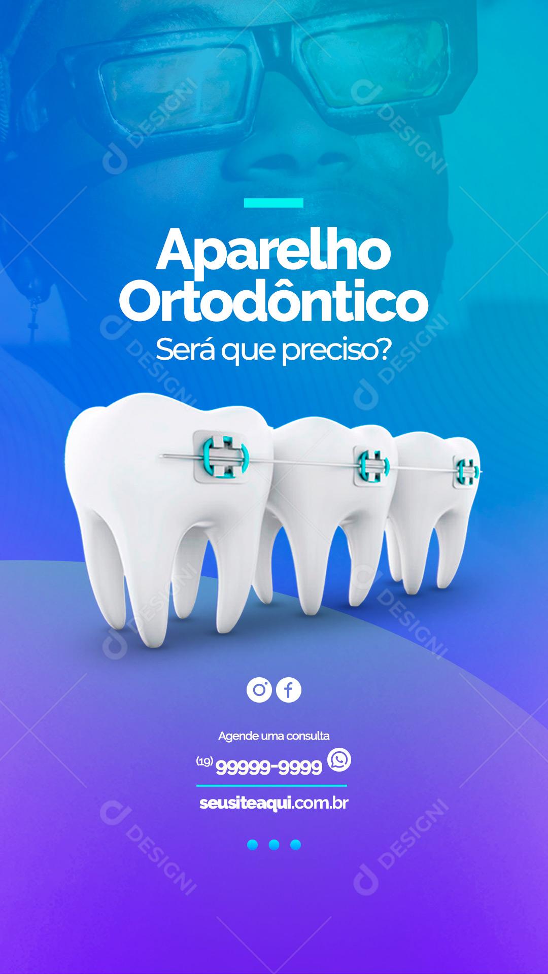 Story Aparelho Ortodôntico Será que preciso Social Media PSD Editável