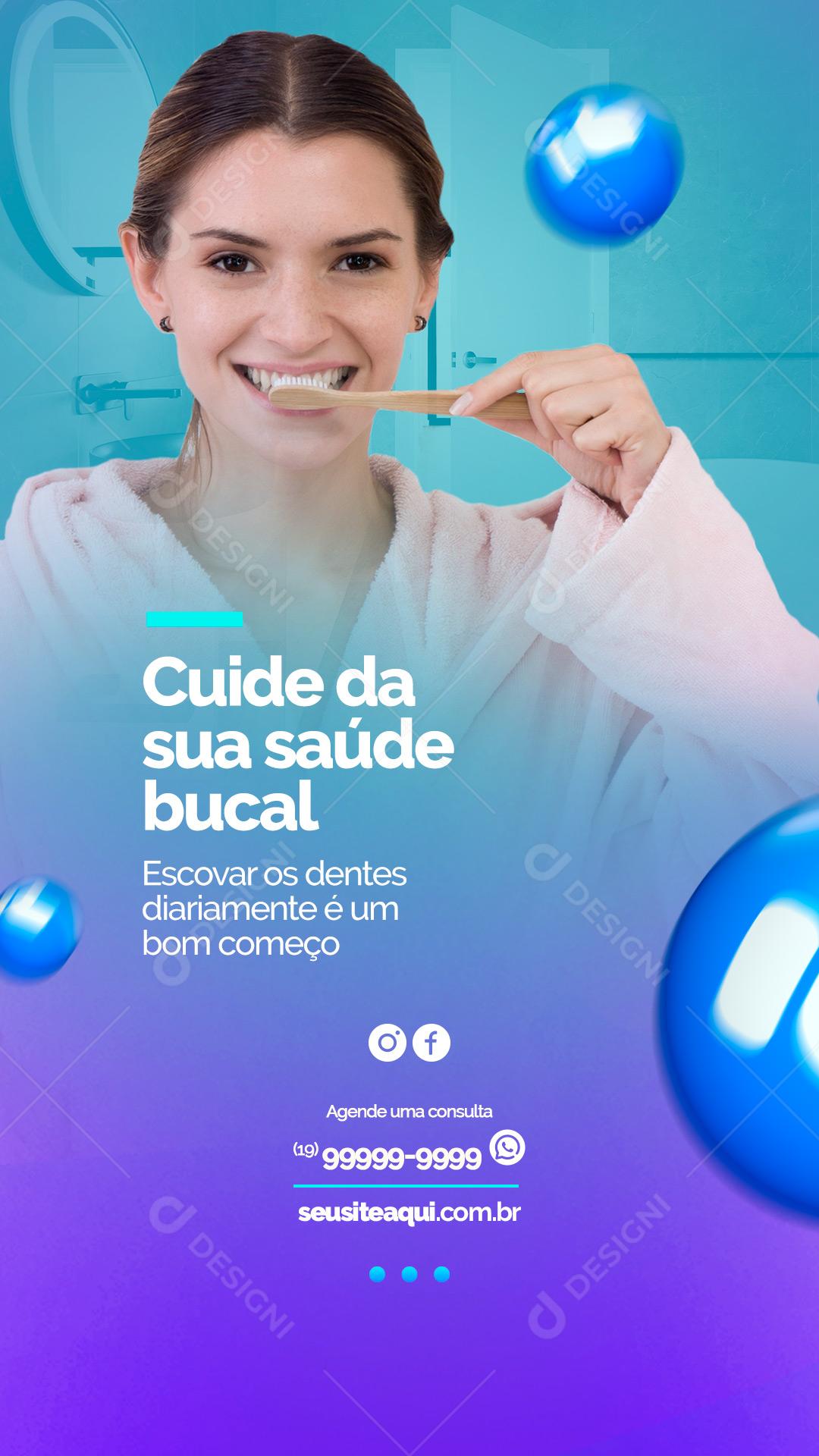 Story Cudie da sua Saúde Bucal Dentista Social Media PSD Editável