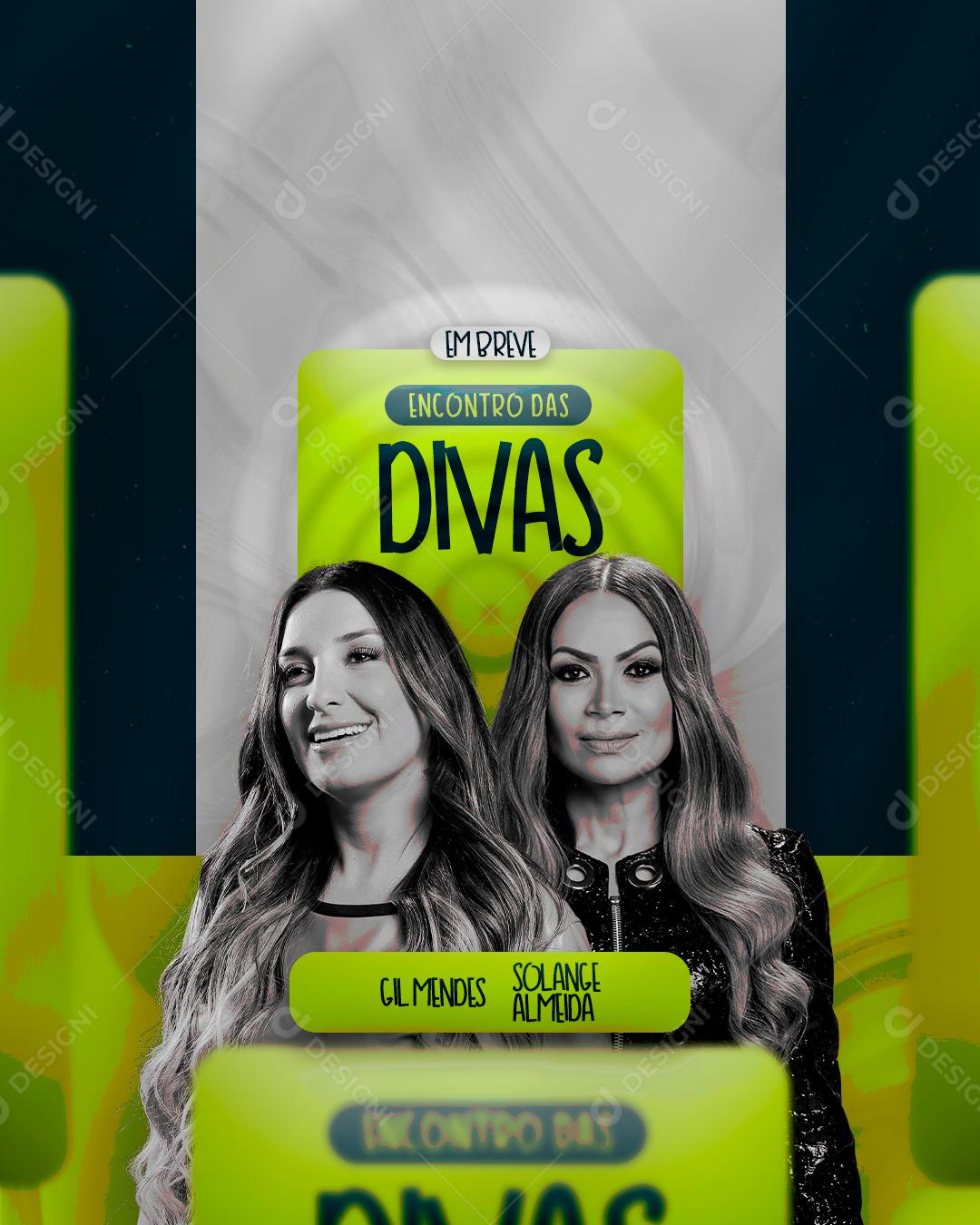 Social Media Em Breve Encontro das Divas Gil Mendes e Solange Almeida Flyers PSD Editável