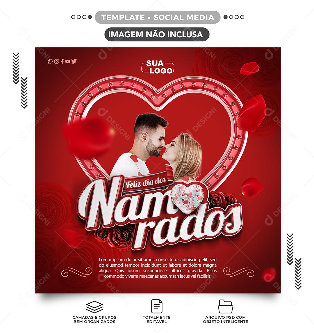 Feliz Dia dos Namorados Social Media PSD Editável