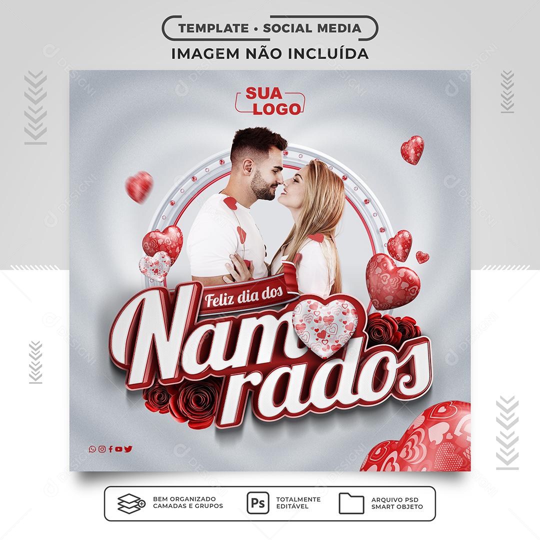 Social Media Feliz dia dos Namorados PSD Editável