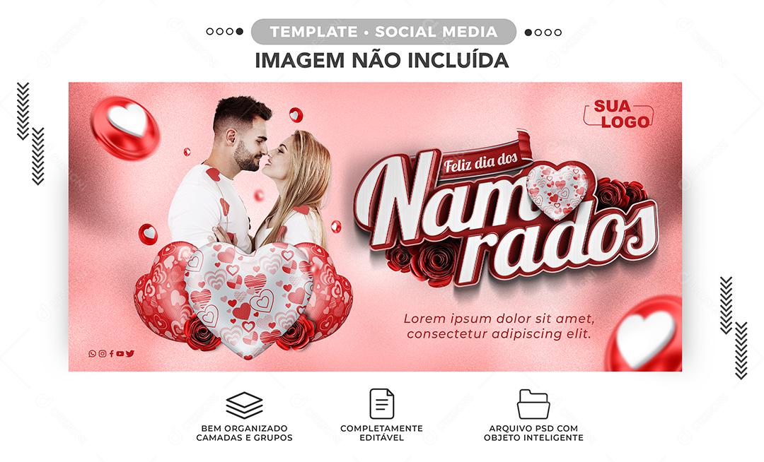 Banner Feliz dia dos Namorados Social Media PSD Editável