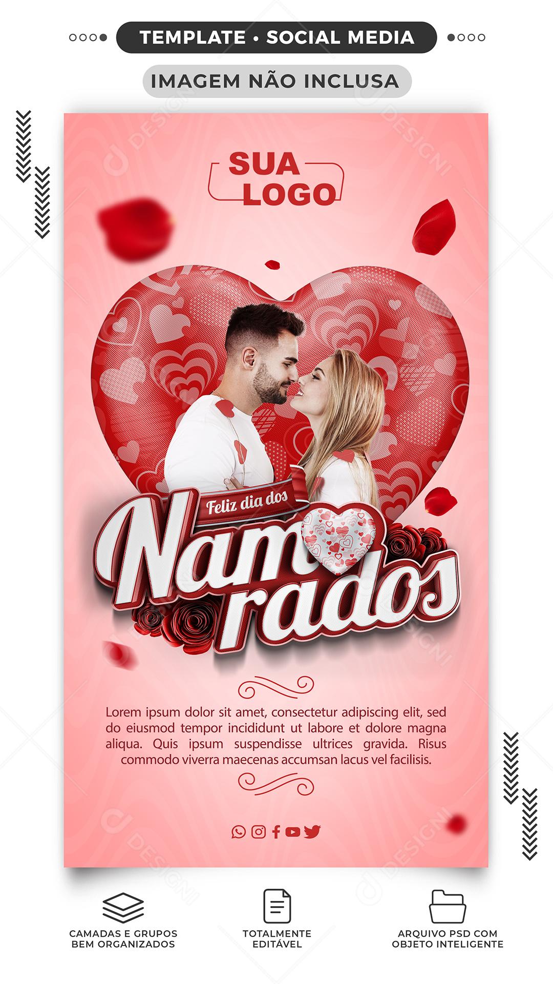 Story Feliz dia dos Namorados Social Media PSD Editável
