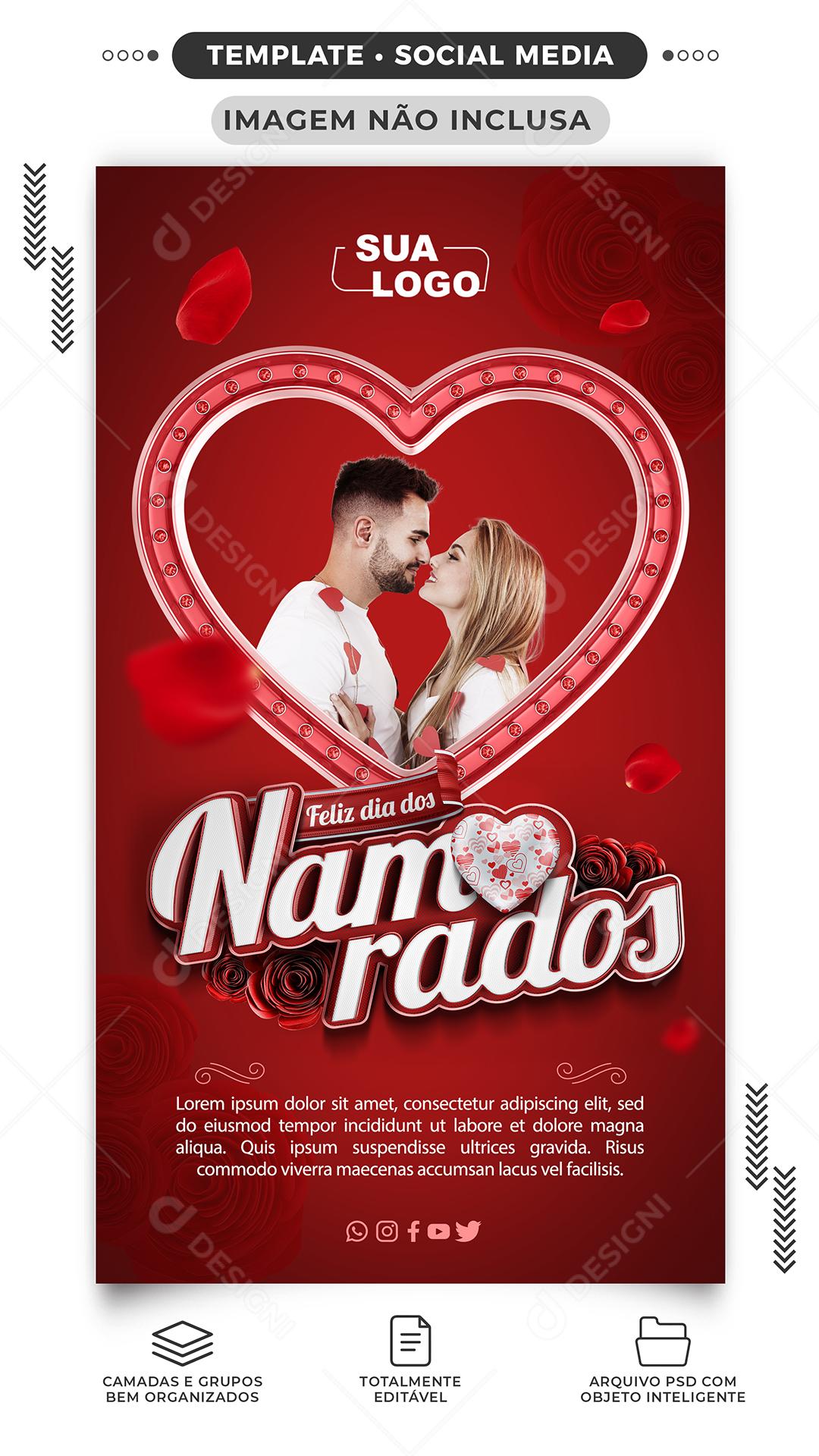 Story Feliz dia dos Namorados Social Media PSD Editável