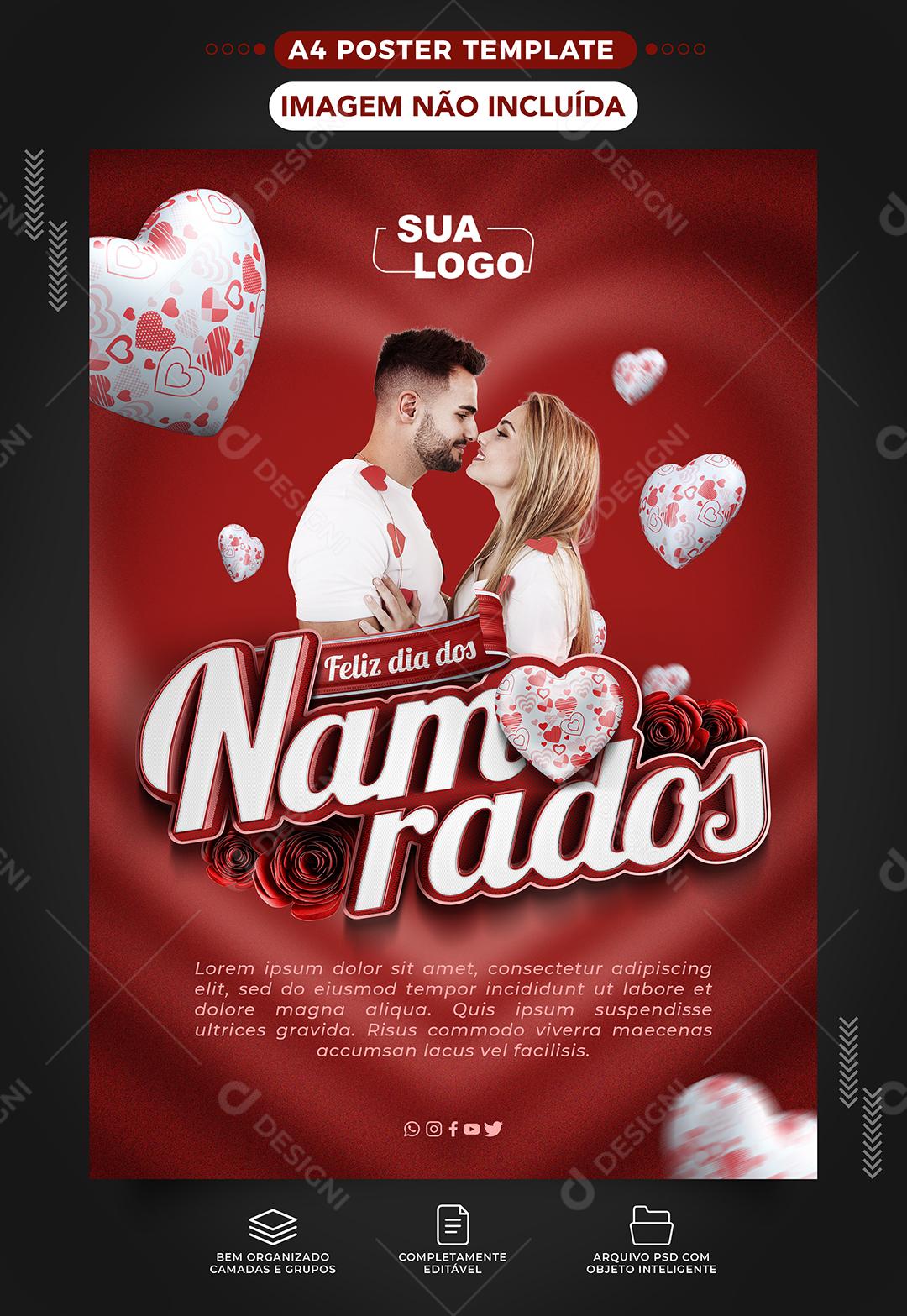 Social Media Feliz Dia Dos Namorados PSD Editável