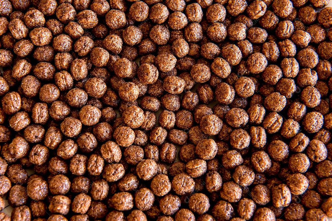 Fundo de textura de flocos de milho bola, vista superior