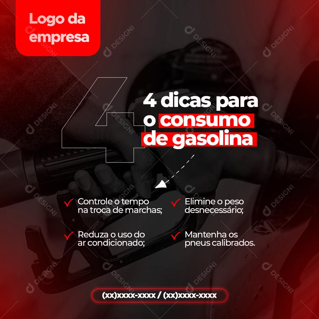 Social Media Oficina Mecânica 4 Dicas para o Consumo de Gasolina PSD Editável