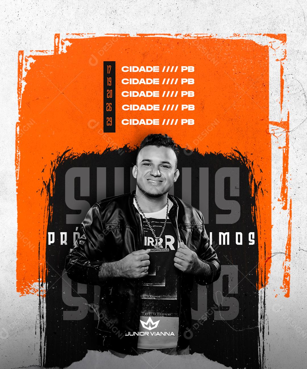 Social Media Shows Agenda Junior Vianna Flyers PSD Editável