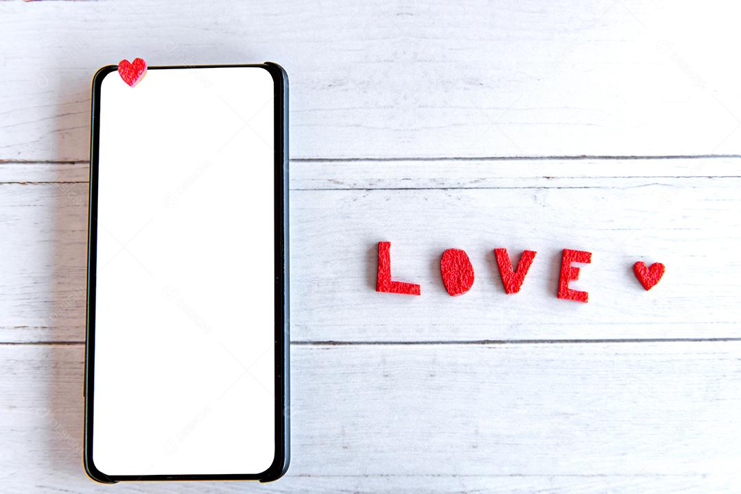 Conceito de dia dos namorados, smartphone