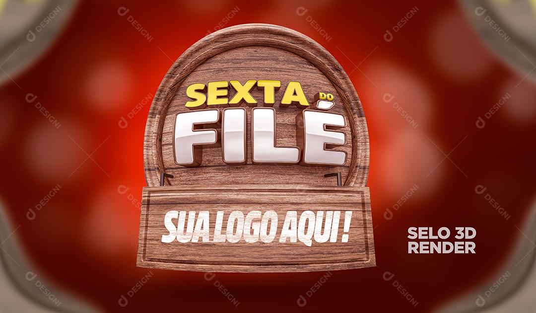 Selo 3D Sexta do Filé para Composição PSD