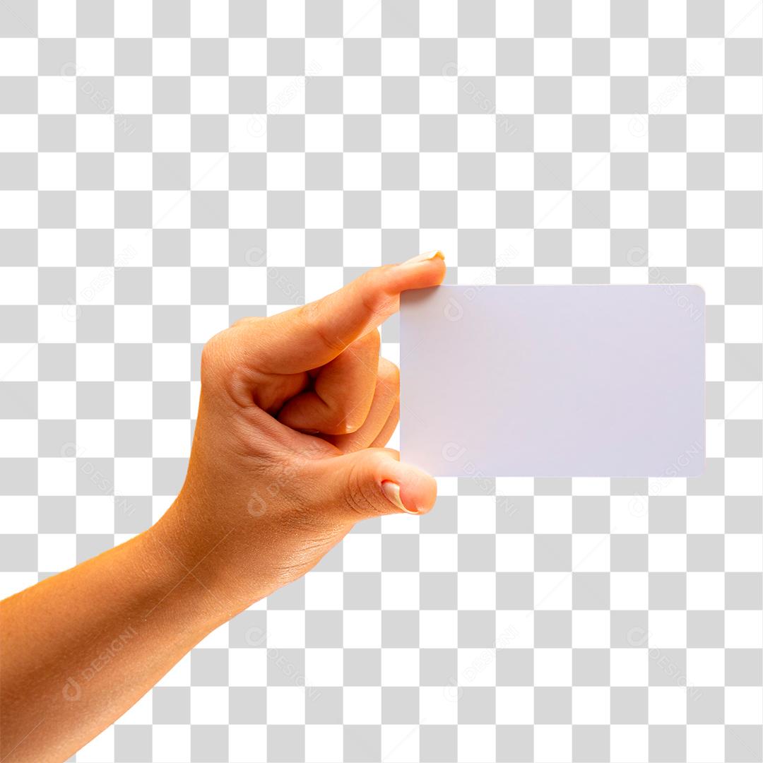 Mão segure a maquete de cartão branco