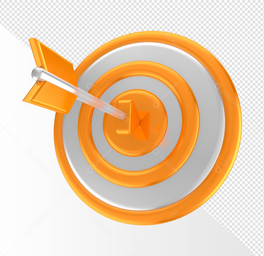 Dardo e Alvo Laranjado Elemento 3D Para Composição PSD