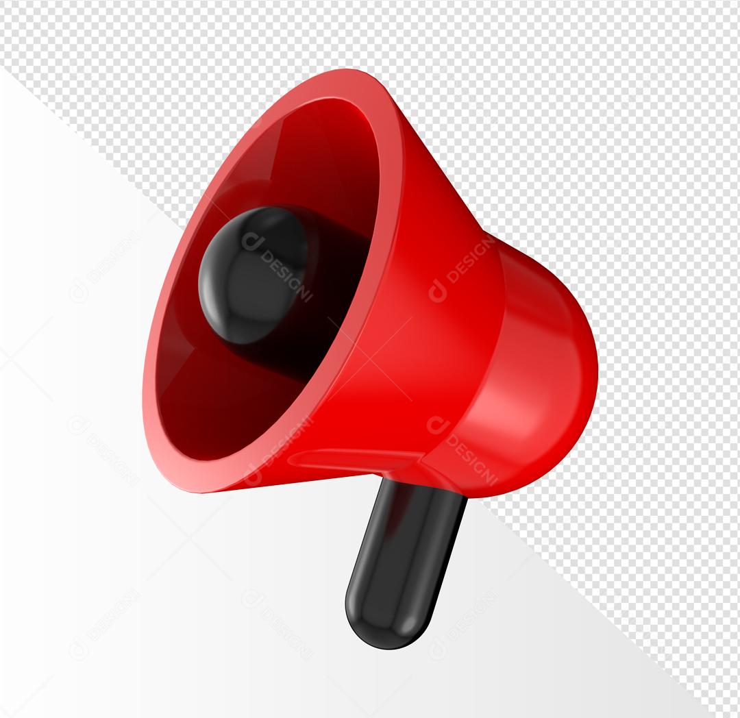 Mega Fone Preto e Vermelho Elemento 3D PSD