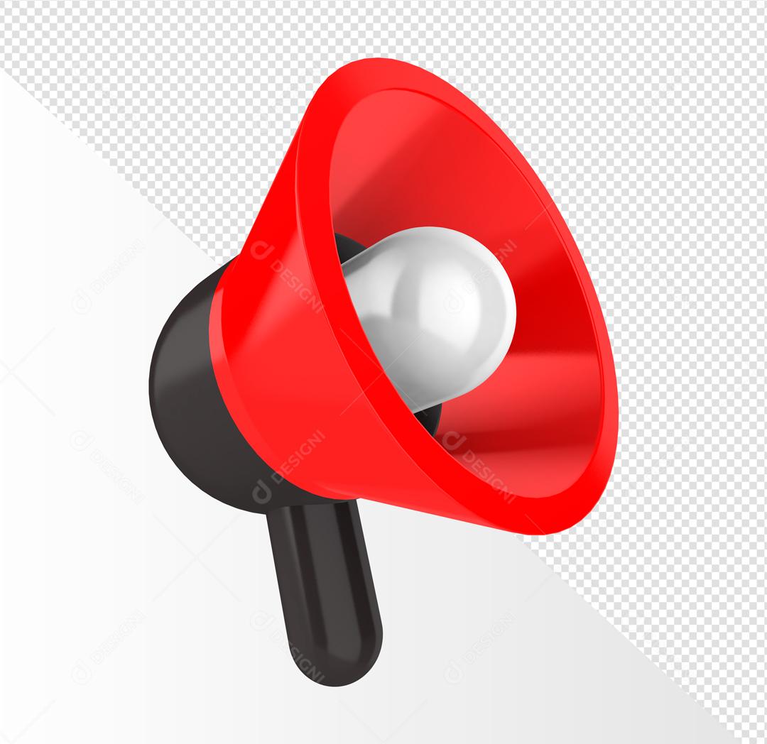 Mega Fone Preto e Vermelho Elemento 3D PSD