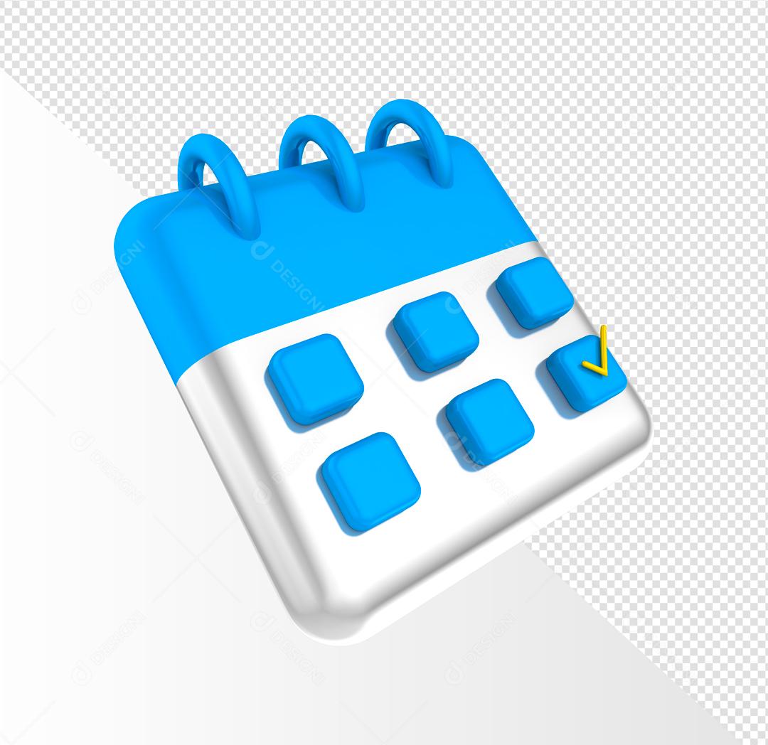 Elemento 3D Calendário Azul PSD