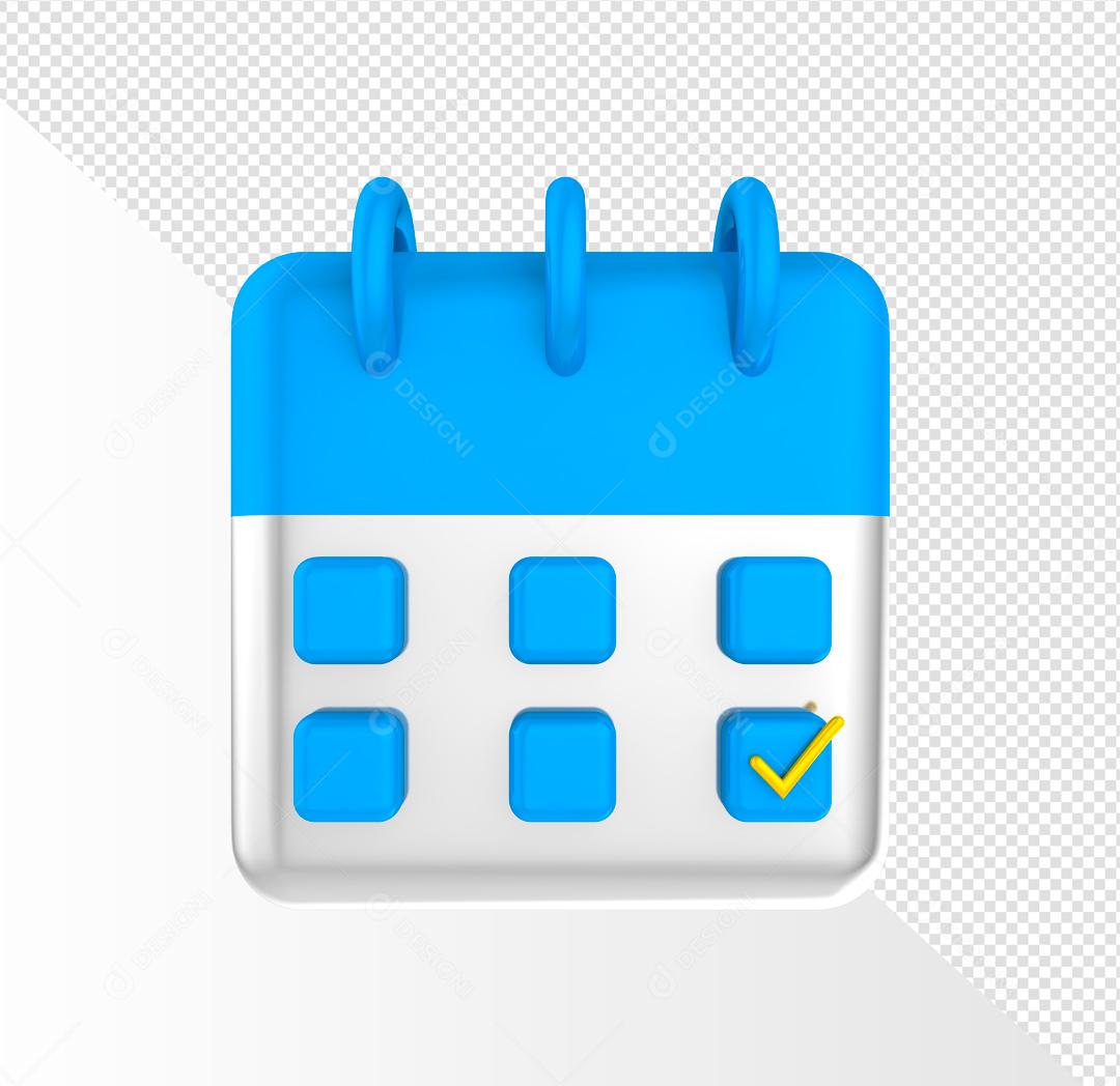 Calendário Azul 3D Elemento PSD