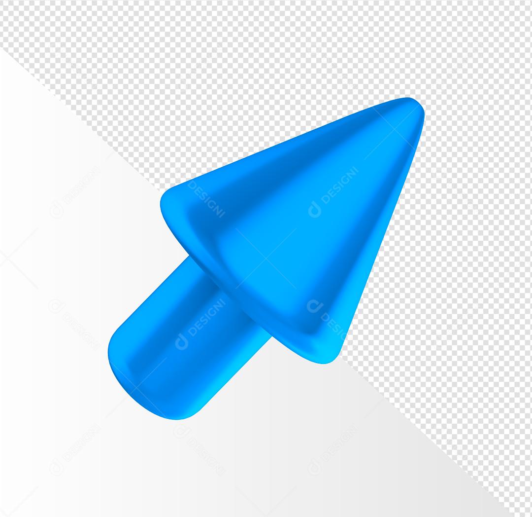 Ponteiro de cursor de mouse azul Elemento 3D PSD