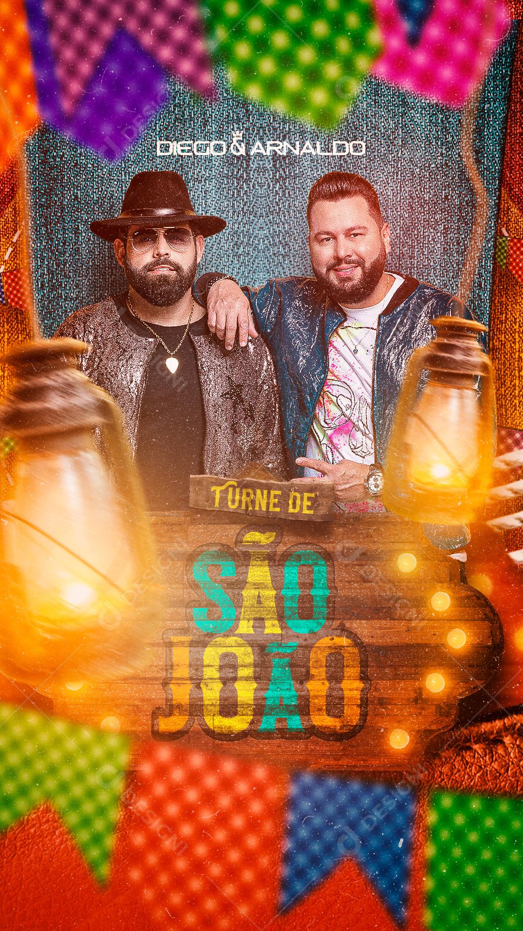 Story Turne de São João Diego e Arnaldo Flyers Social Media PSD Editável