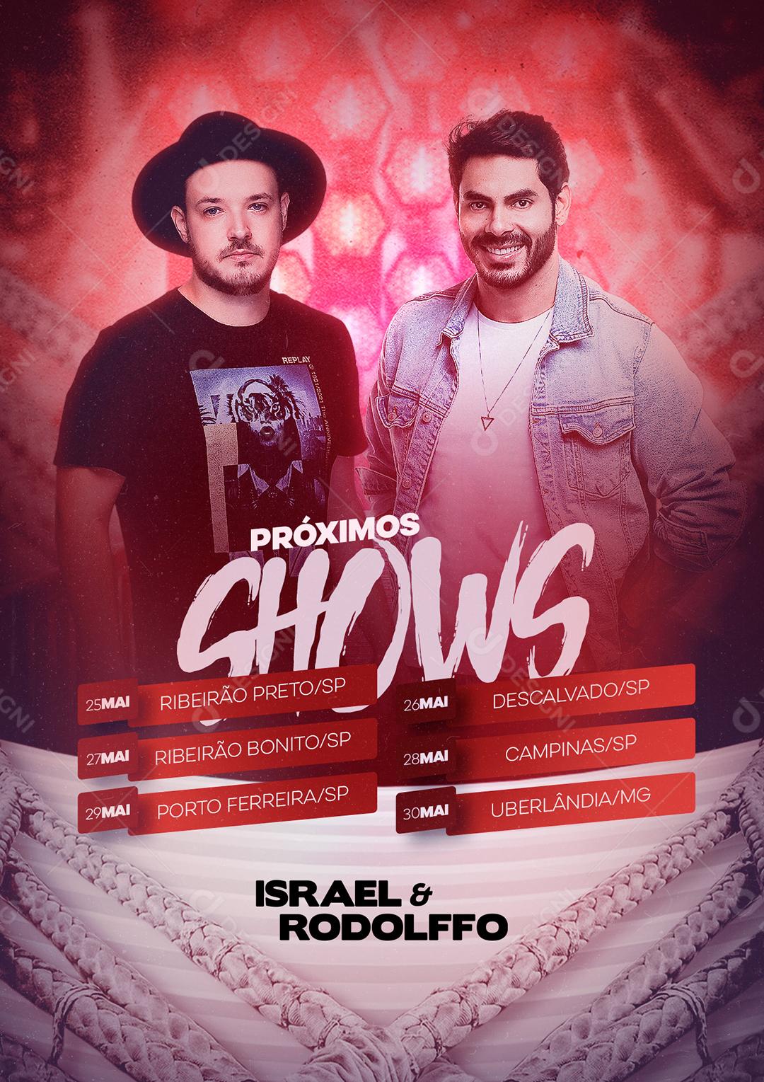 Social Media Próximos Shows Israel e Rodolfo Flyers PSD Editável