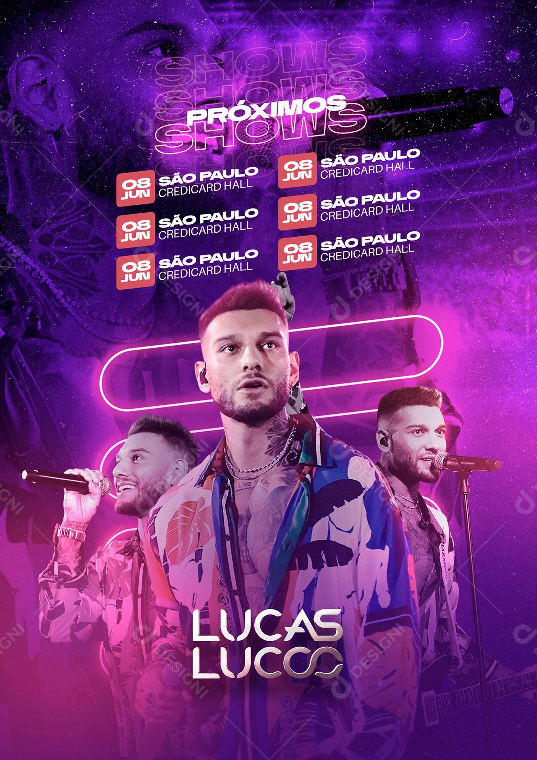 Social Media Próximos Shows Lucas Lucco Flyers PSD Editável