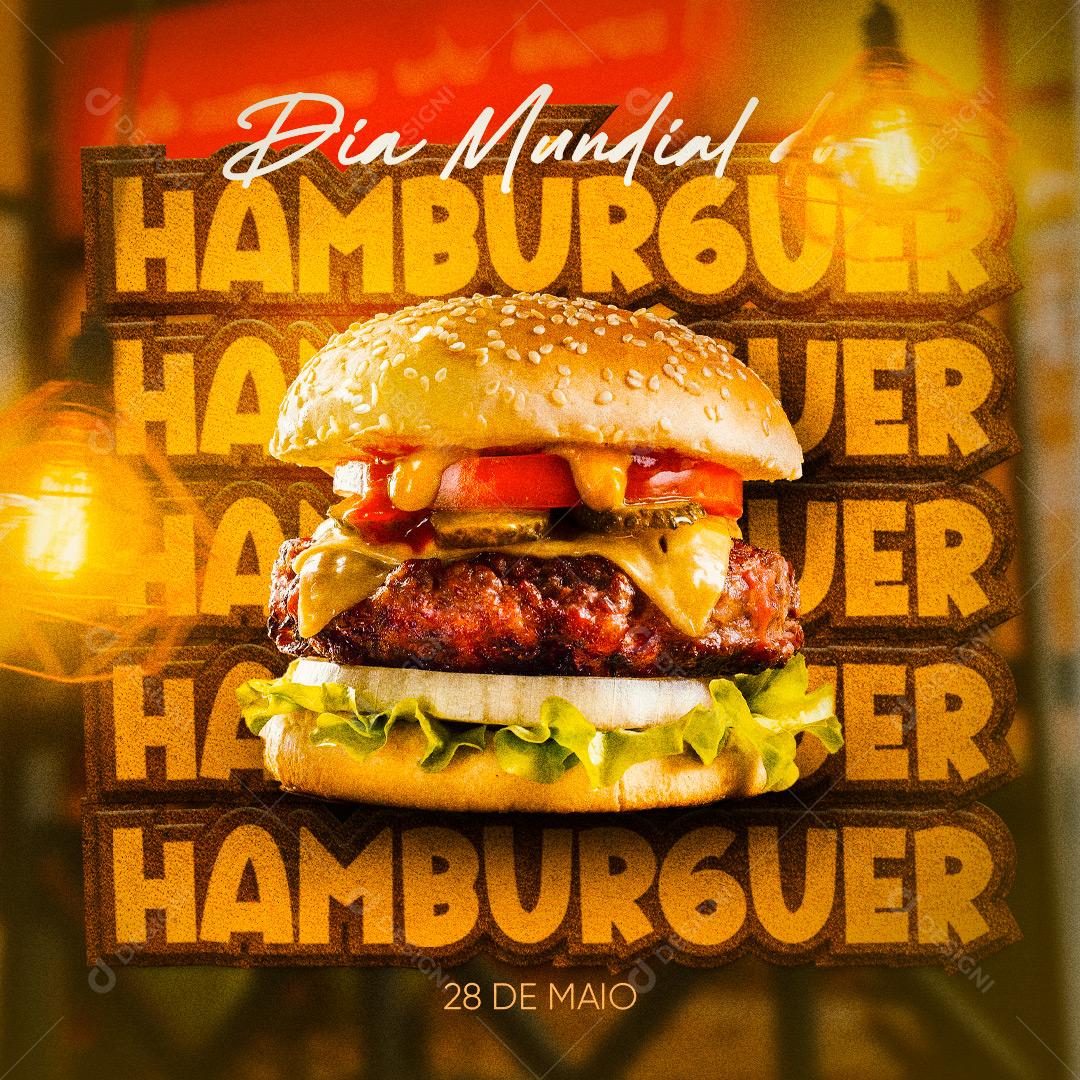 Social Media Hamburgueria Dia Mundial do Hambúrguer 28 de Maio Social Media PSD Editável