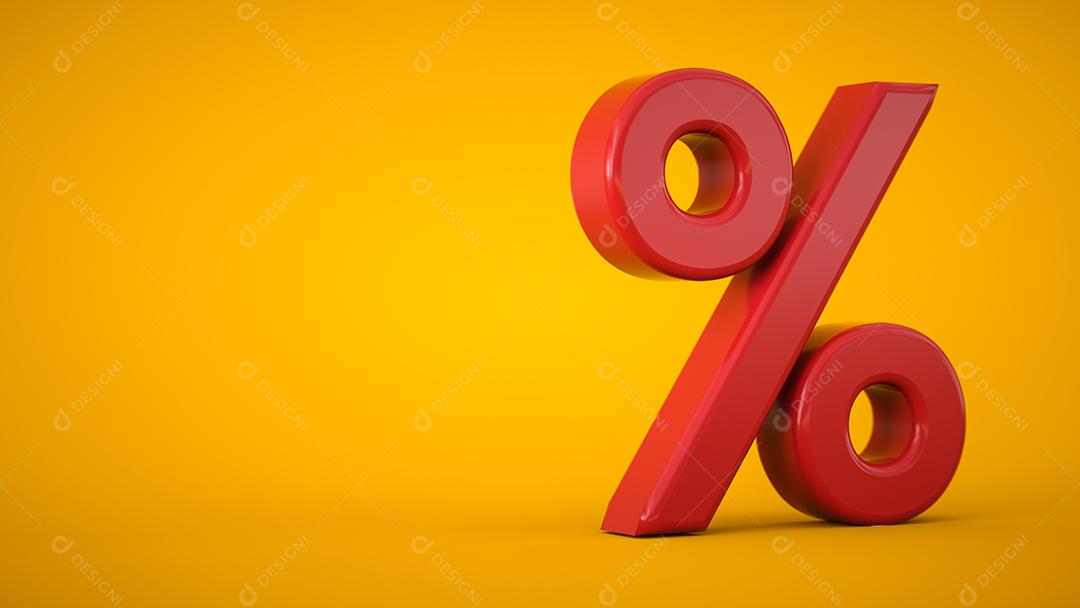 Ícone 3D de desconto percentual. Sinal de negócios. Renderização 3D.